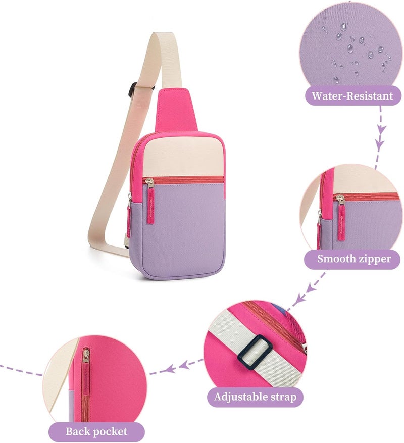 cotmcor Store Valentines Day Gifts for Kids: Fanny Pack Birthday Gift for 8 9 10 11 12 Year Old Teen Girls Trendy Stuff, Preppy Colorblock Crossbody Bag Adjustable Sling Belt Bags Purse for Travel Outdoor - Image 4